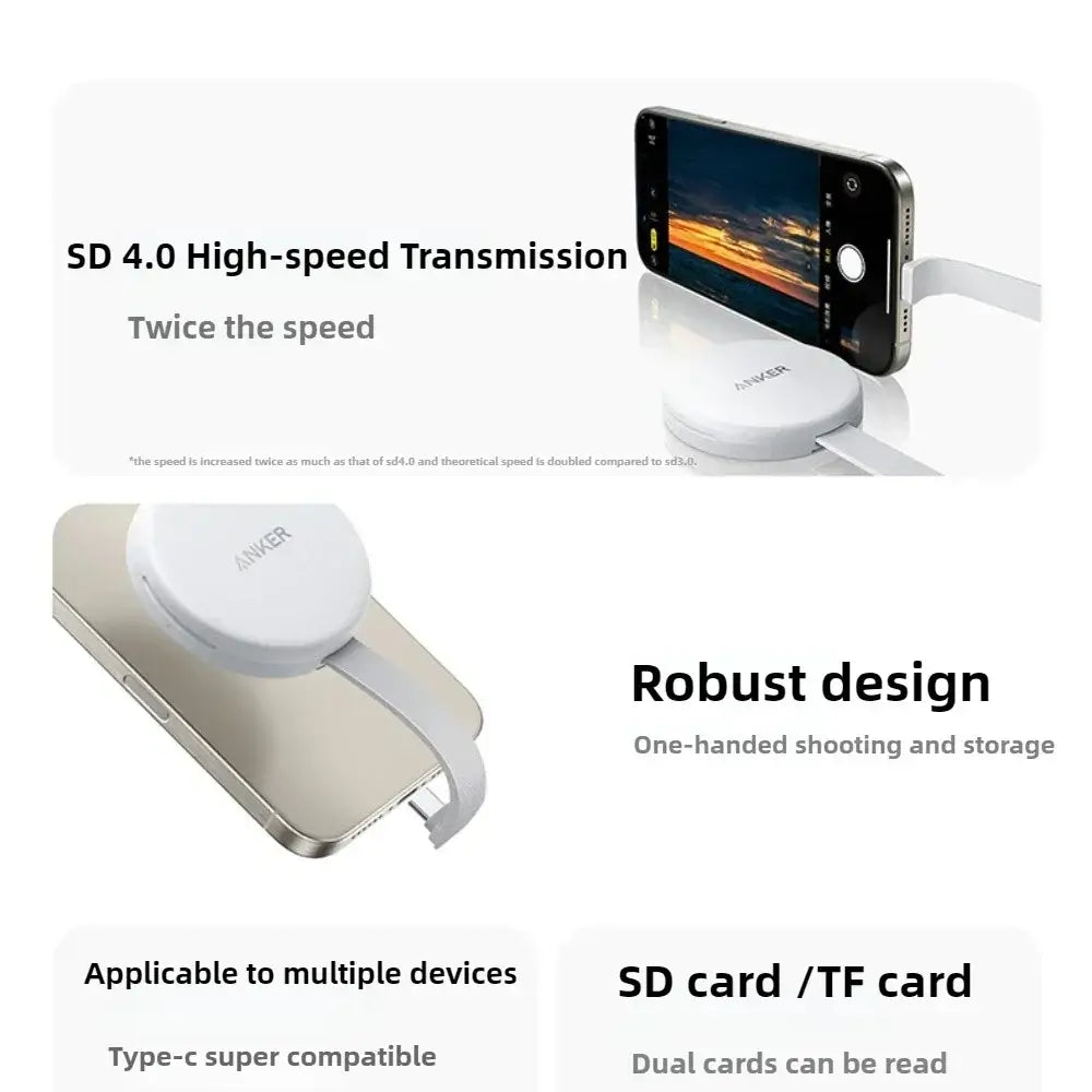 Anker MagGo SD Card Reader Portable Card Readerfor SD&TF Card for IPhone Android Serie Dual Read Flash Memory Transmission