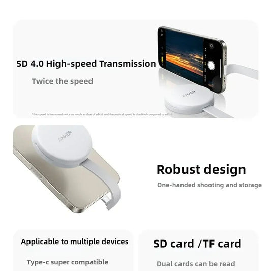 Anker MagGo SD Card Reader Portable Card Readerfor SD&TF Card for IPhone Android Serie Dual Read Flash Memory Transmission