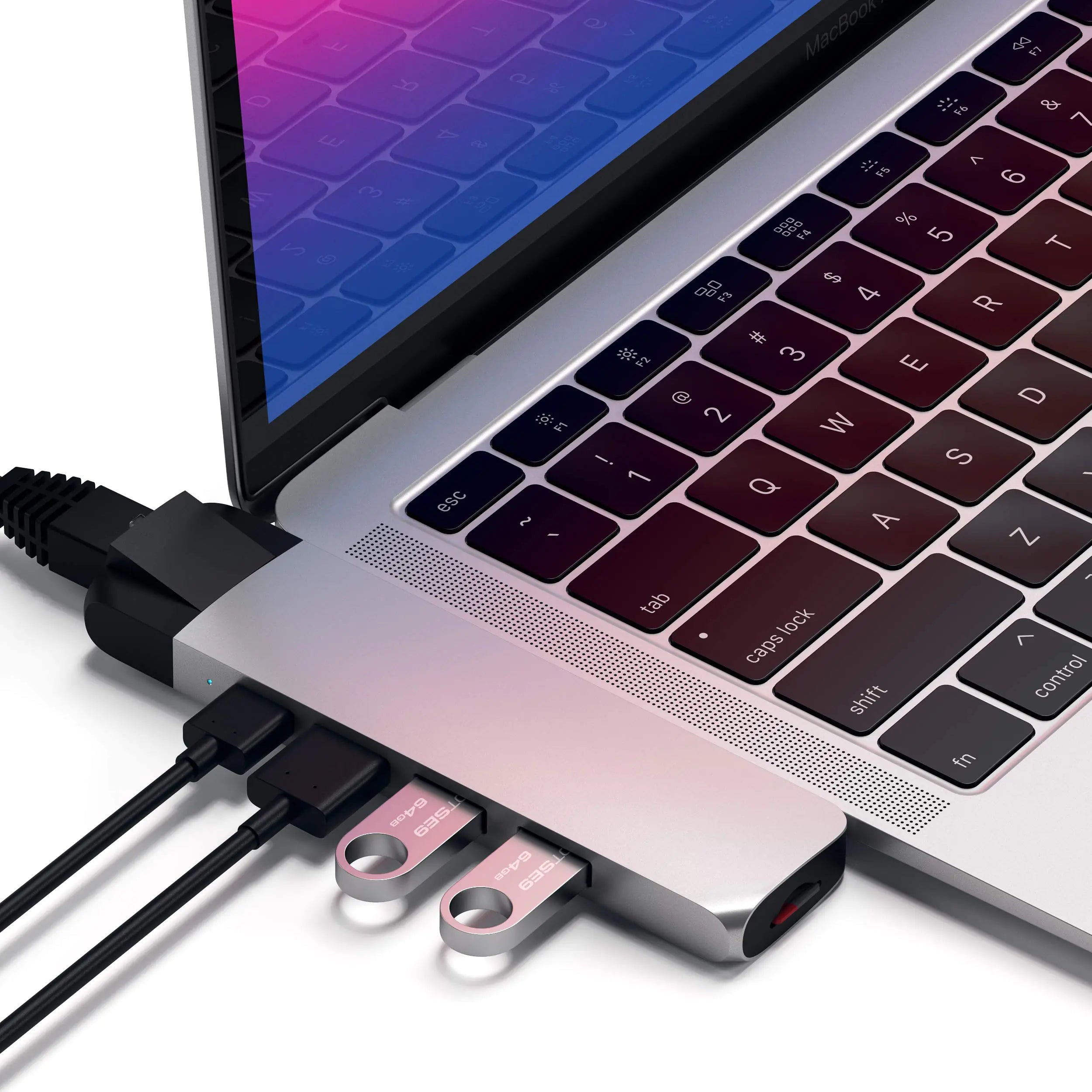 Satechi Type-C Pro Hub Adapter with Ethernet - 4K HDMI USB-C PD Gigabit Ethernet USB 3.0 Micro SD Card Slot - for M2/ M1 MacBook Pro/Air (Silver)