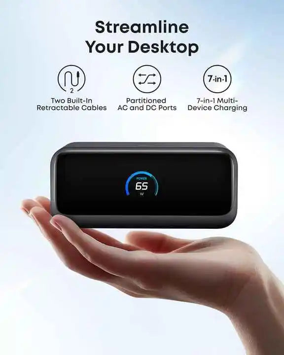 Anker Nano 100W Charging Station 7-in-1 USB-C Power Strip with 2 Anker InstaCord Retract le C le Fast Charging for iPhone