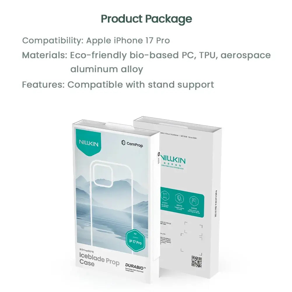 Coque Nillkin pour iPhone 17 Pro Max 17 Air 17 Pro 17 Iceblade Prop écologique antichoc avec support d'objectif transparent