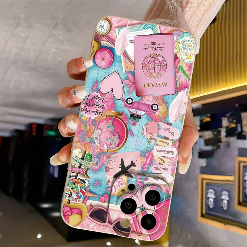 Travel Plane Printed Matte Anti-Drop Phone Case For iPhone 17 16 15 14 13 12 11 Pro Max XS X XR 7 8 Plus 16E 17Air 13 Mini Cover