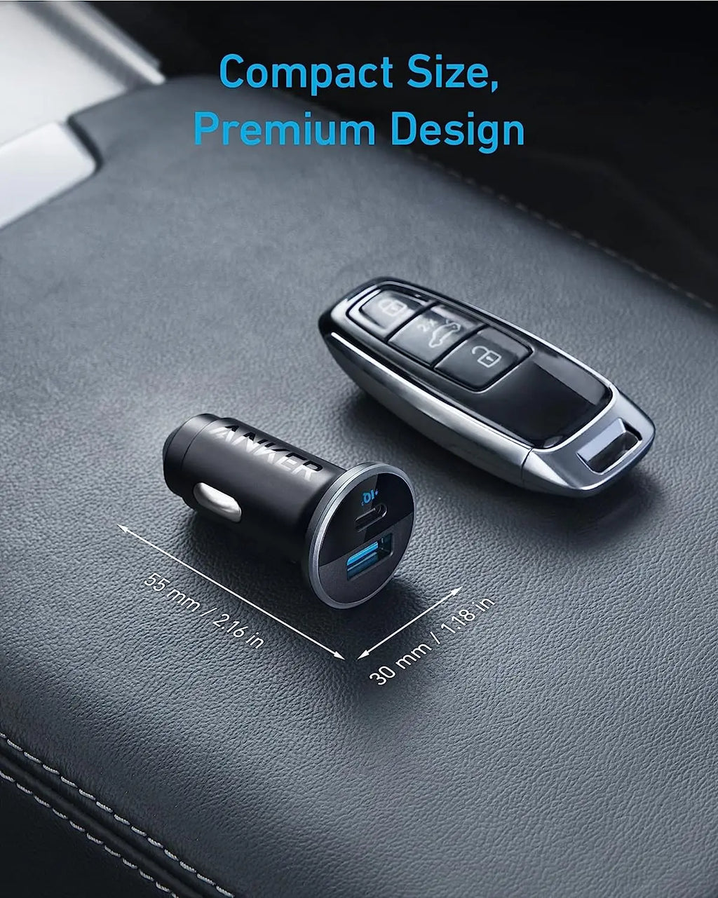 Anker 52.5W Cigarette Lighter USB Charger USB C Car Charger Adapter 323 Anker Car Charger With 30W PowerIQ 3.0