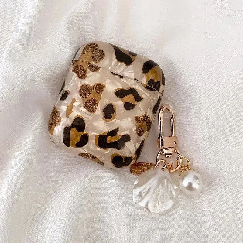 Pearl Earbuds Cases For 2024 Airpods 4 3 Leopard Pendant Headphone Protective Cover For Apple Airpod Pro 2 1 3rd Generation Case
