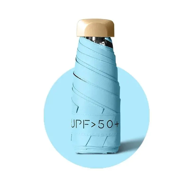 UV protection women’s umbrella packaging with UPF >50+ label, designed for effective sun protection.