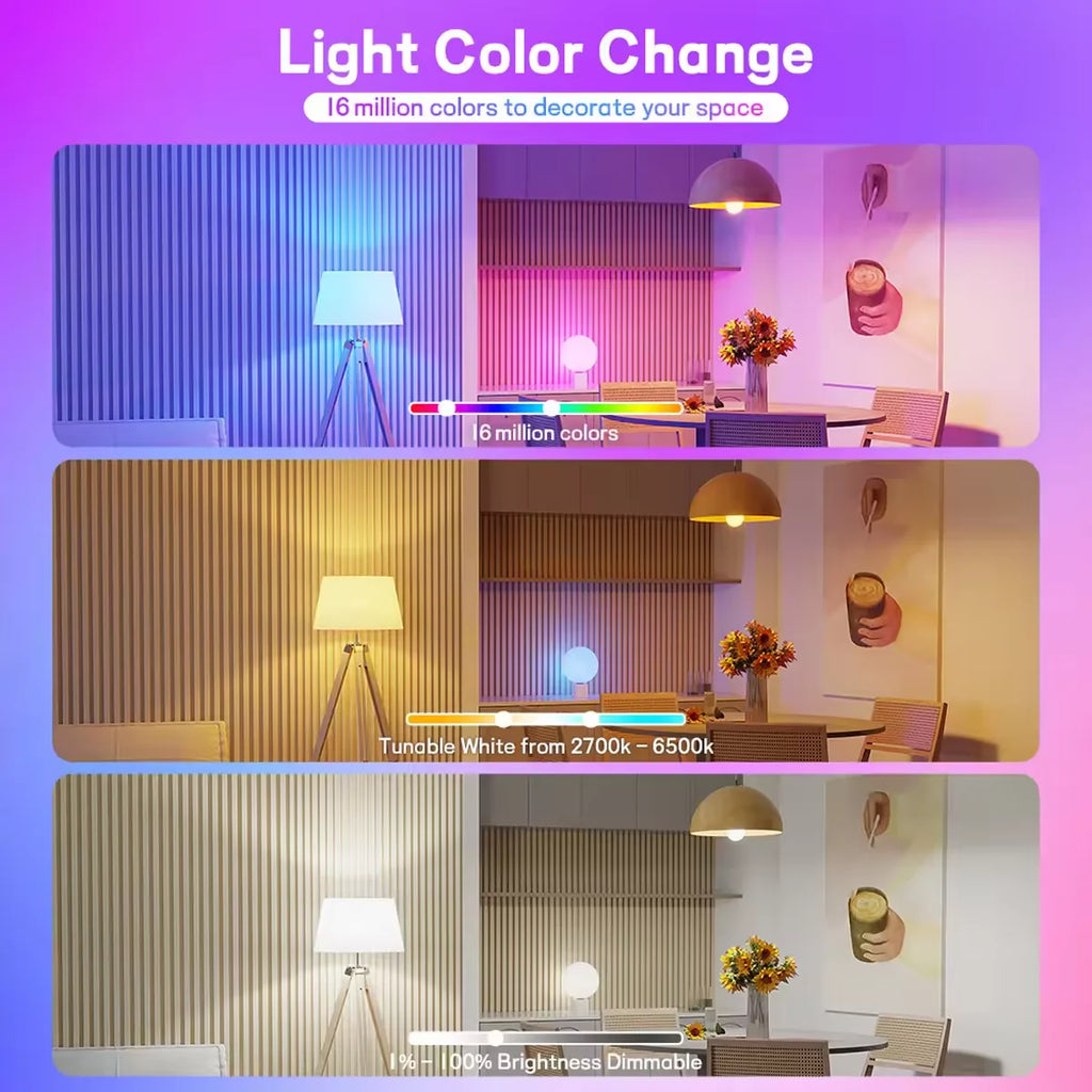 24 Key Remote Control Smart Lamp Atmosphere Light 16 Colors RGB Bulb LED Multicolor Bulb E27 220V Household Lighting Dimmable