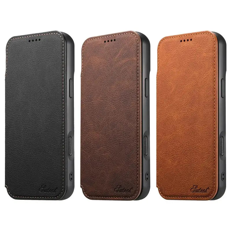 Retro Leather Wallet Flip – Strong Magnetic Phone Case