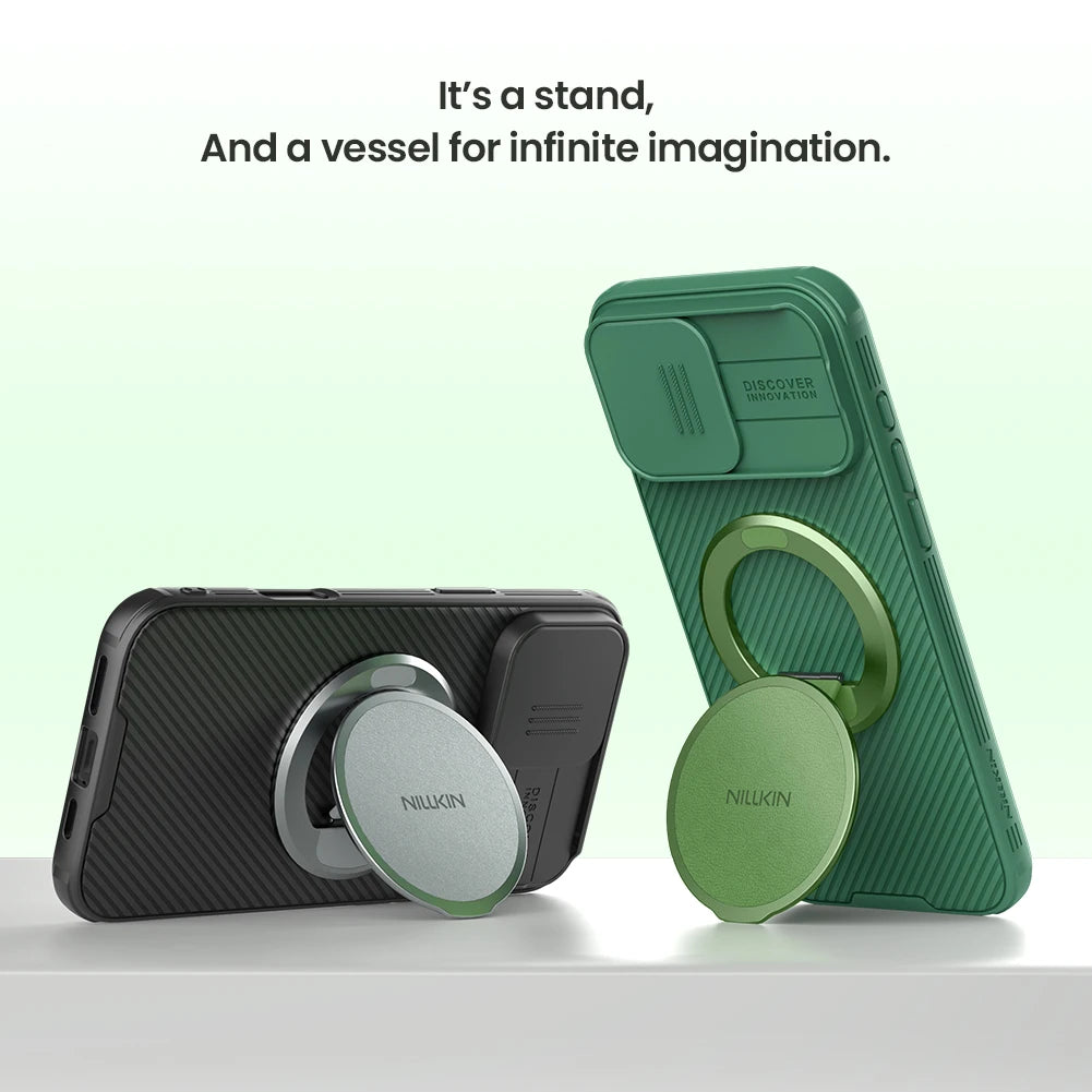 NILLKIN Dual-Magnet Grip Holder, N52 Military Magnets, Stepless 360° Rotation Foldable Stand Slim Dual-Axis Stand for All Phones