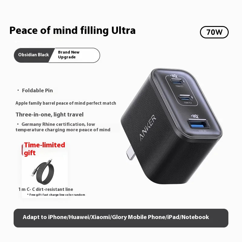 Anker Prime 67W GaN USB C Charger Fast Charging Head Three Interfaces 2C1A Suppot PD3.1 Type-C for IPhone 16/15 Pro XIAOMI HUAWE
