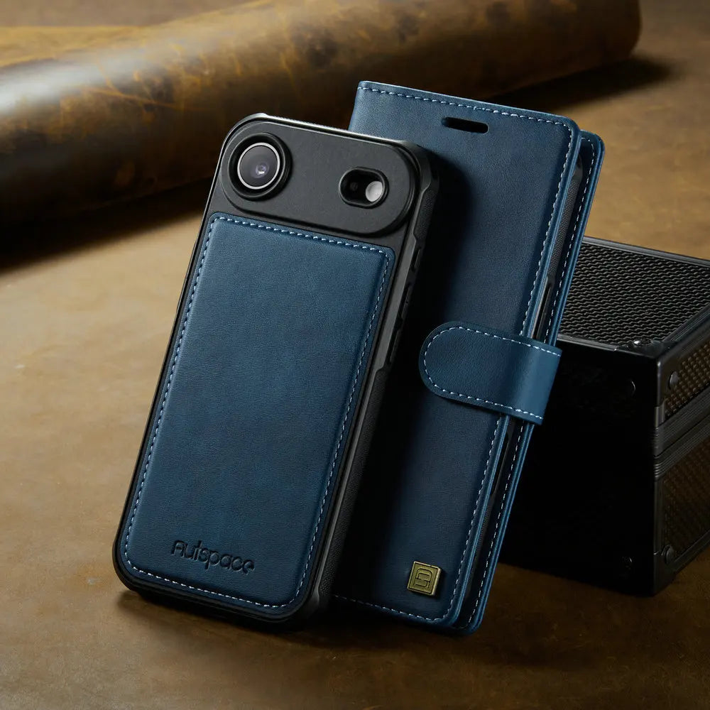 Protect your iPhone 17 Pro 5G with this 2-in-1 detachable leather wallet case. Magnetic cover, RFID slots & premium craftsmanship.