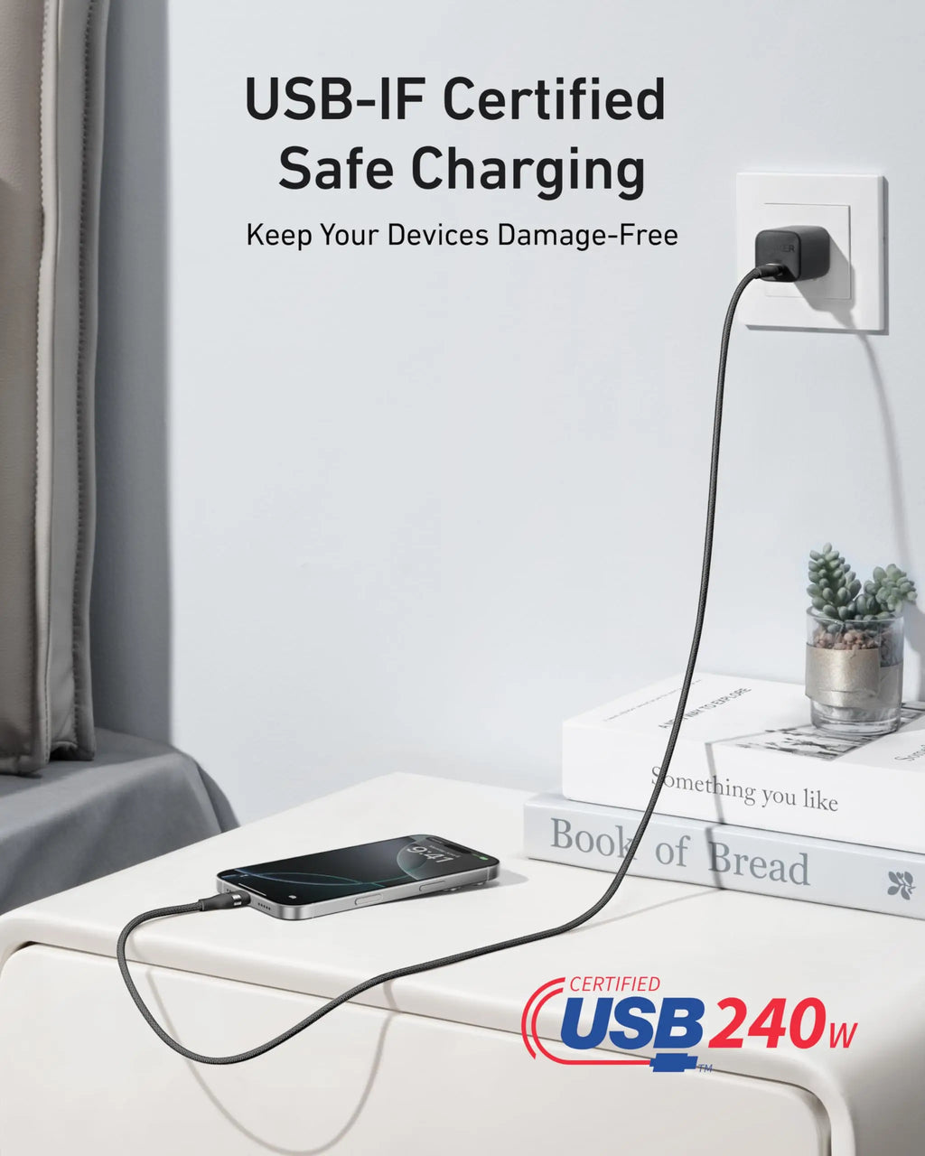 Anker USB-C to USB-C Cable (3 ft / 6 ft, 240W, Upcycled-Braided)Fast Charging Type C Charger for iPhone 16/16 Pro/16 Plus/16 Pro