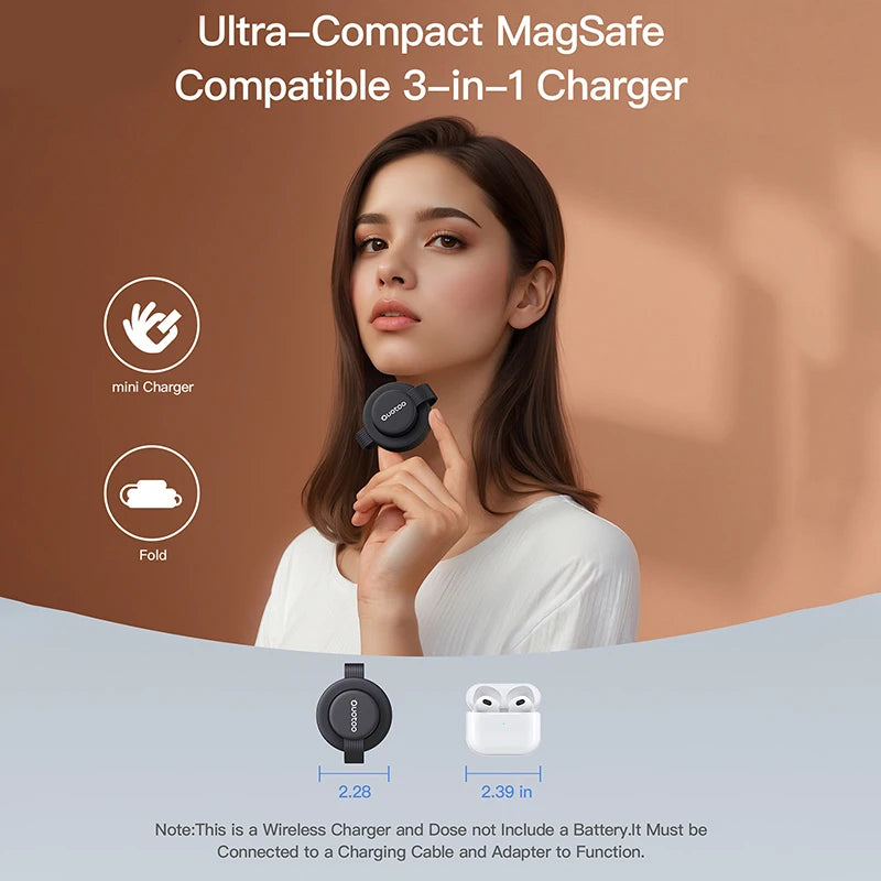 For iPhone 12 TO  17 Pro Watch Airpods Anker UFO 3 In 1 Wireless Charger MagSafe MagGo Charger Station Qi2 15W Foldable Charge Pad