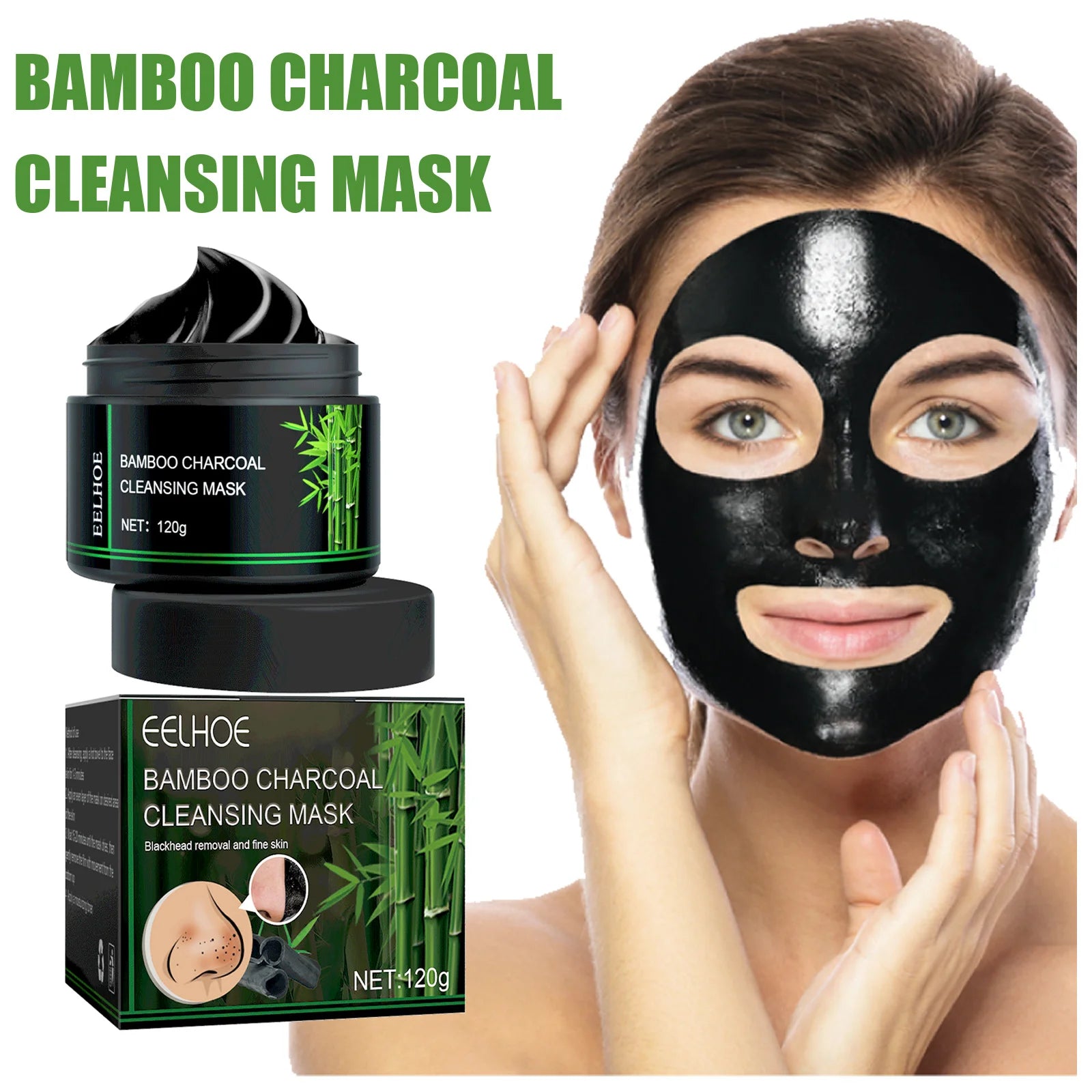 EELHOE Bamboo Charcoal Blackhead Tearing Mask Moisturizing Blackhead and acne Shrinking Pore Oil-controlling Mud Mask