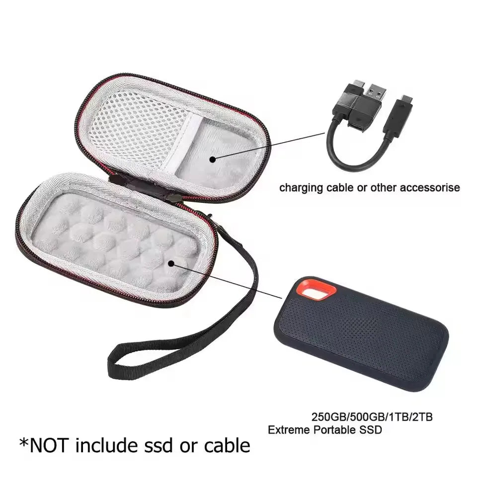 Case Compatible with SanDisk 1TB 2TB 500GB/for SanDisk PRO Extreme Portable SSD External Solid State Hard Drive Storage Holder