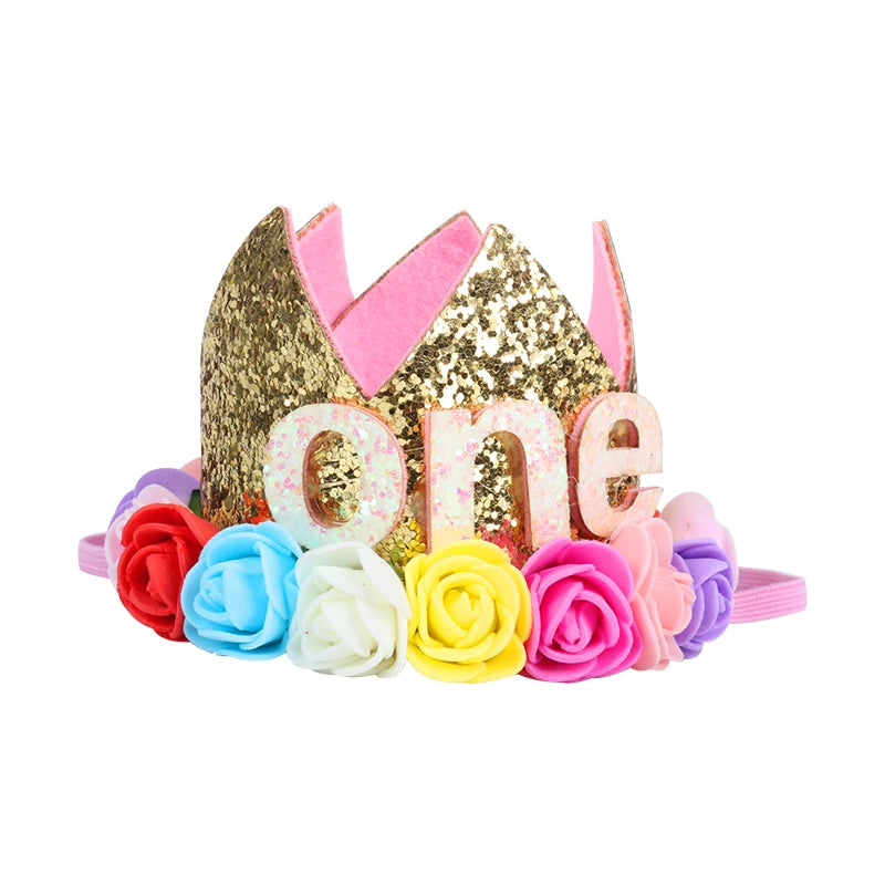 Baby Birthday Party Hat Crown 1 2 3 Year Baby Girl Princess Crown Headband Baby Shower First 1st Happy Birthday Party Decor kids