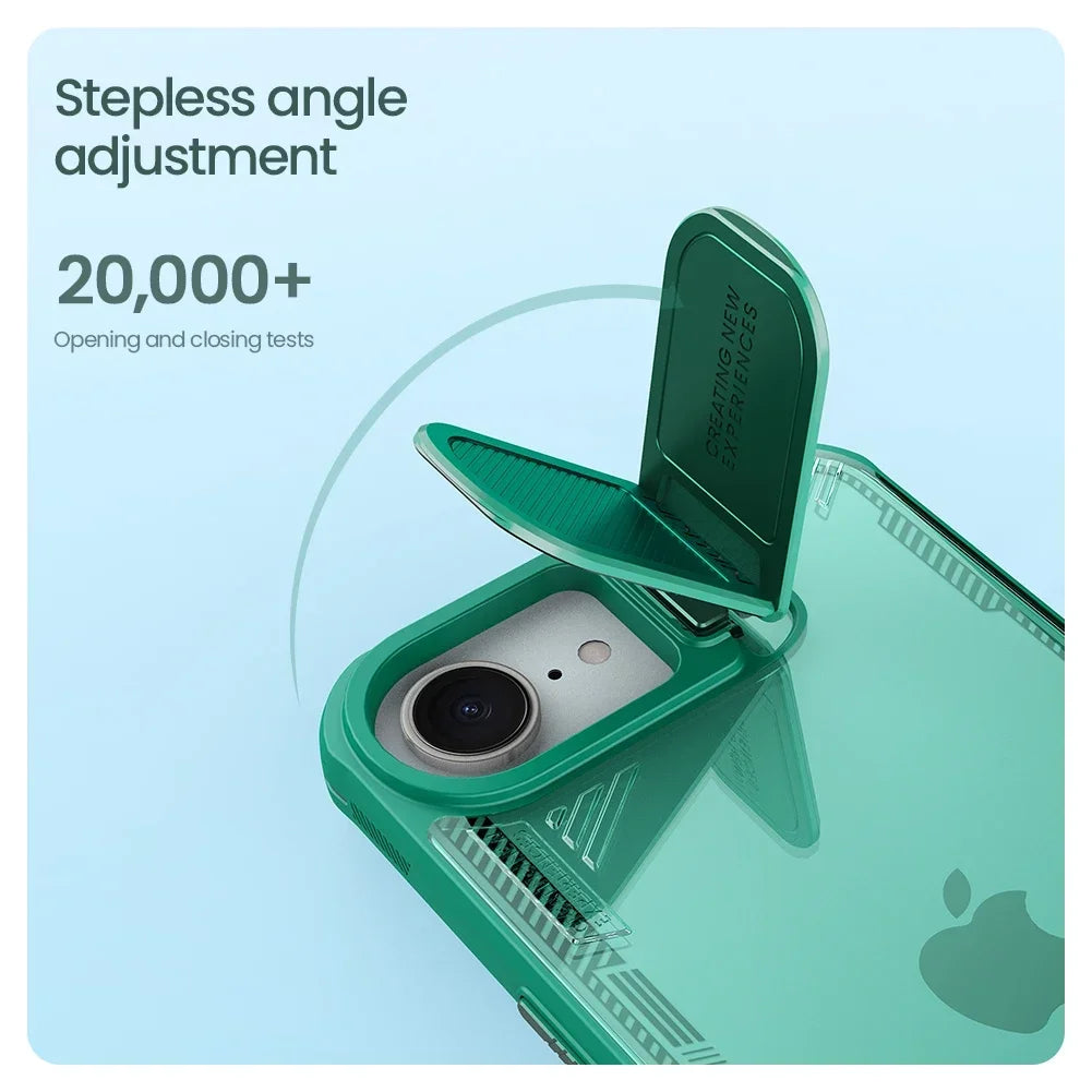 NILLKIN for iPhone 16e Case iceblade Prop Lens Ultra-Thin clear transparent Camera Stand Protection Back Cover