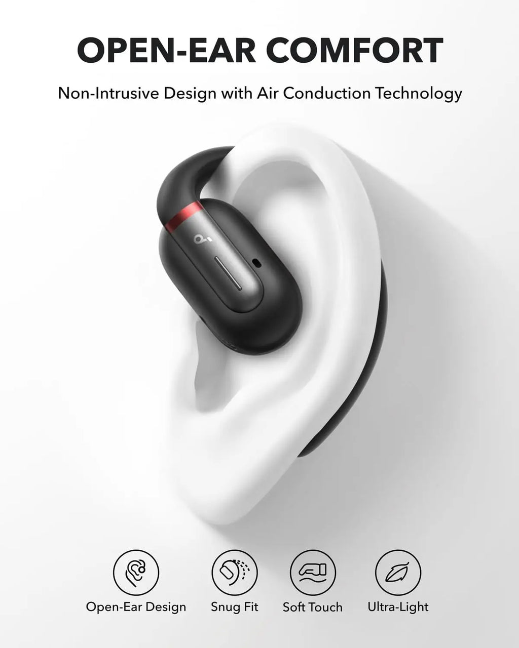Soundcore by Anker V30i Open-Ear Headphones Bluetooth 5.3 App Control Clear Calls Wireless Earbuds Lightweight Design