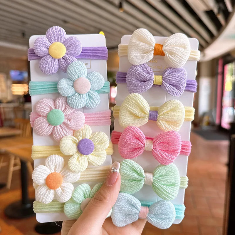 12PCS New Cut Hair Ties Princess Sweet Flower Bow Girls Women Elastic Hair Bands Hair Accessories Headwear Scrunchies