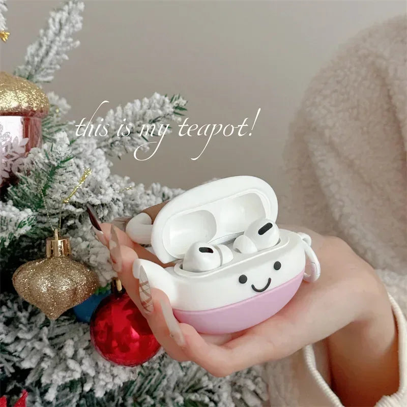 Cartoon Teapot Case for AirPods 4 Airpod 1 2 3 Pro Pro2 Bluetooth Earbuds Charging Box Protective Earphone Case Cover