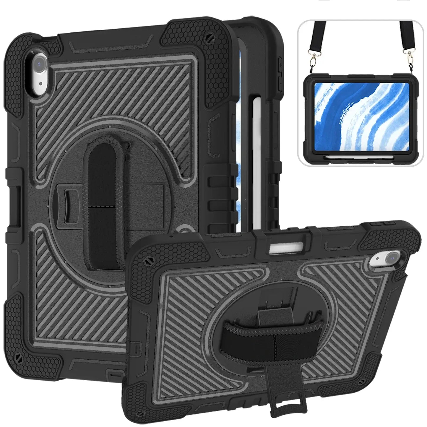 For iPad Air11 M2 Pro 11 M4 2024 A2899 A2900 A2902 Tablet Cover FOR A2837 A3006 cover With Foldable Bracket+Shoulder Straps