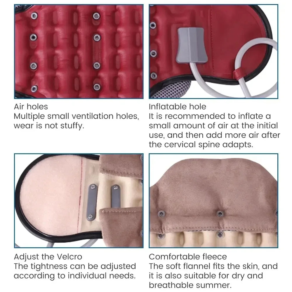 Inflatable Cervical Collar Neck Traction Device Medical Grade Support for Spine Alignment Pain Relief Homeuse Posture Corrector