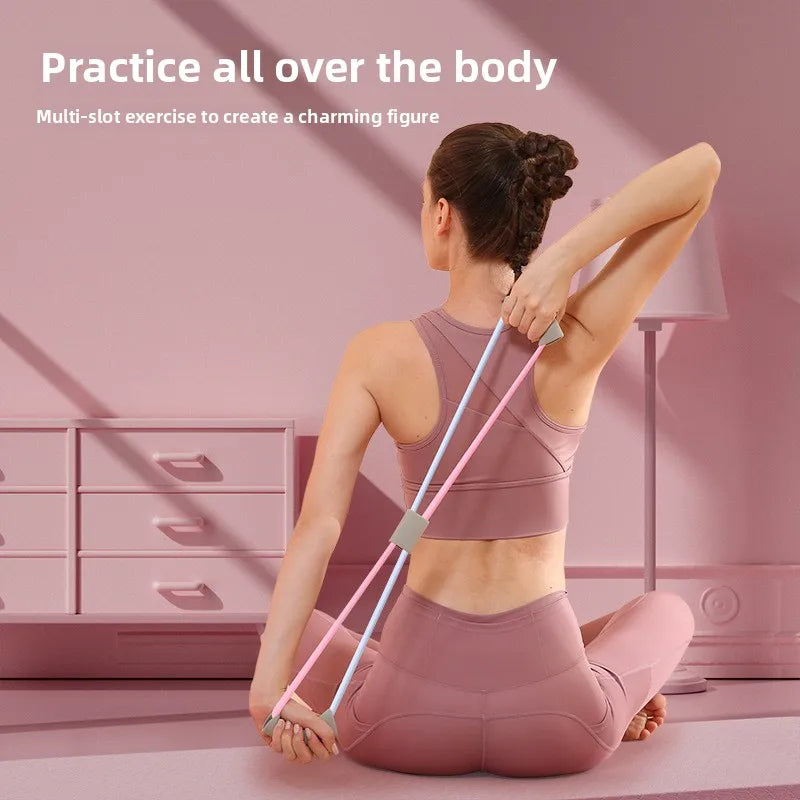 Womens 8 Shape Resistance Band Back Workout Yoga Stretch