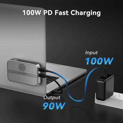 Acasis 10 Gbps Magnetic M.2 NVMe SSD Enclosure – USB-C Dock 4 K Hub connected for 100W PD fast charging