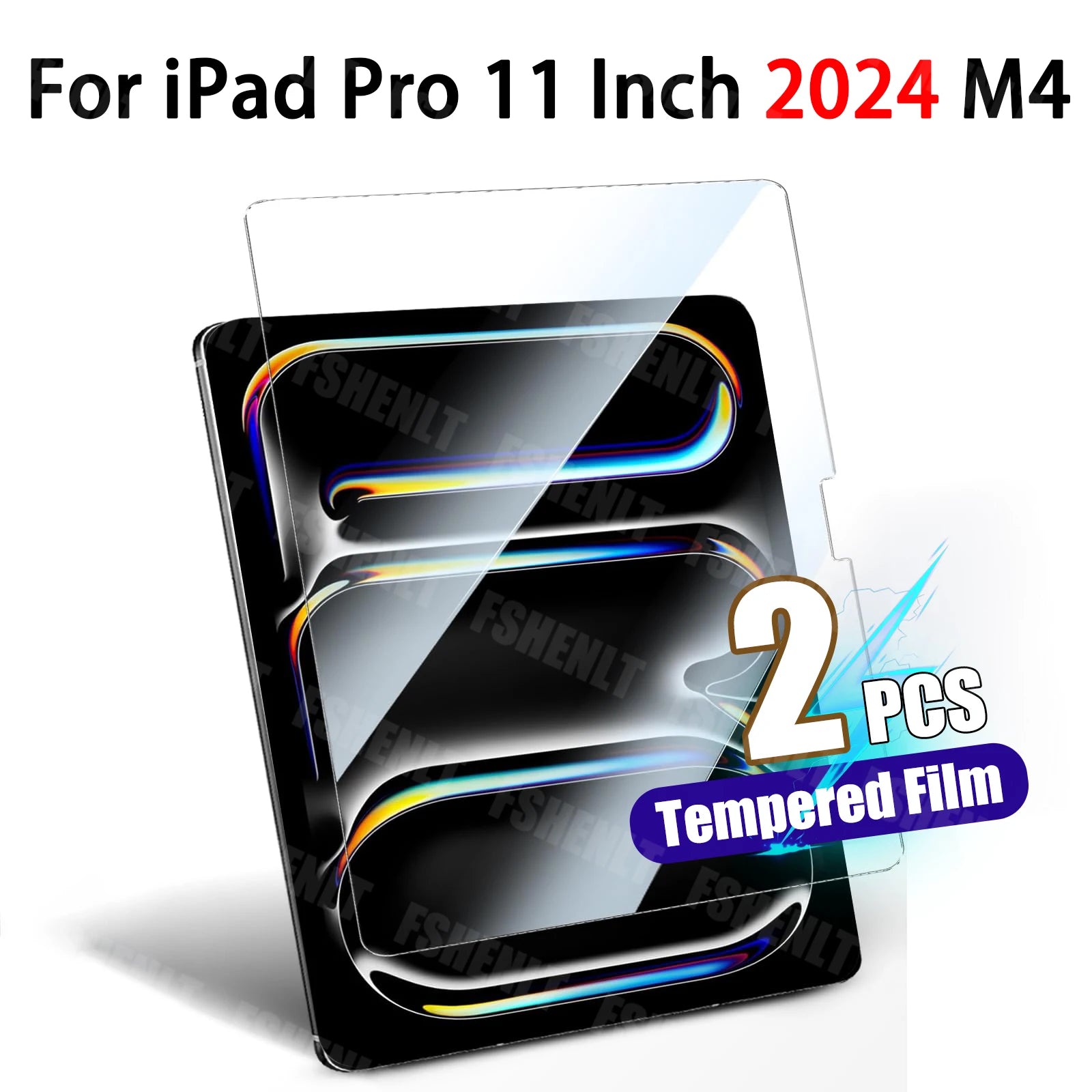 Screen Protector for iPad Pro 11 Inch 2024 M4 Premium Tempered Glass 9H Hardness Anti-Scratch Bubble-Free Protective Film