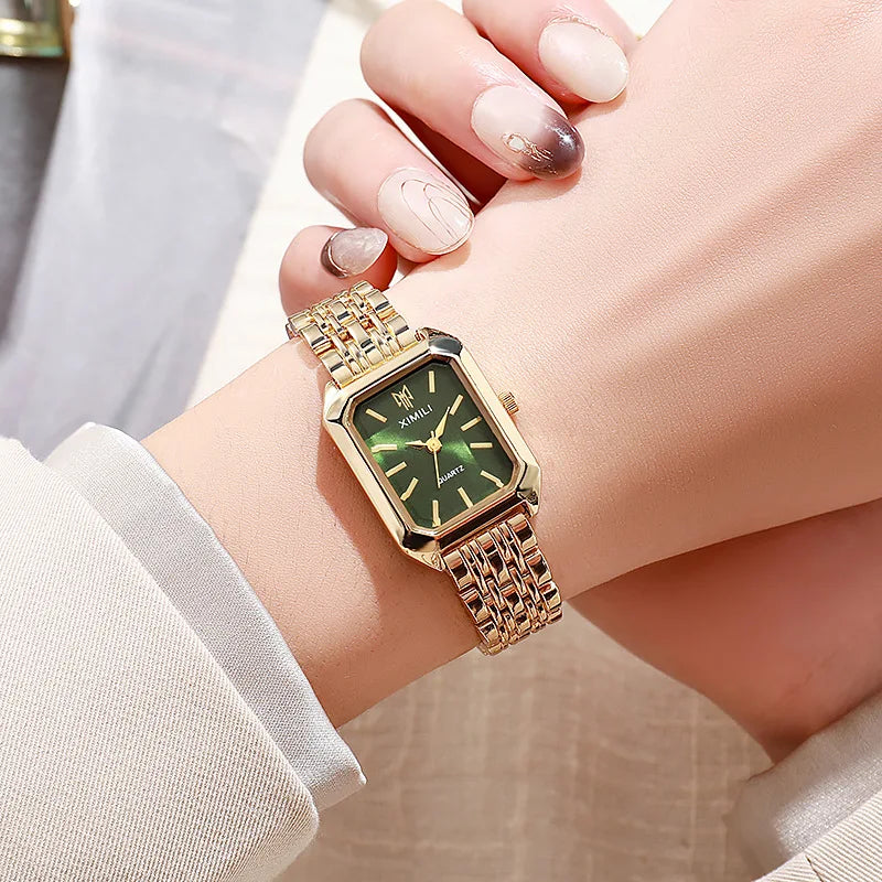 1/2/4PCS Luxury Women Watches Fashion Rectangle Woman Quartz Watch Stainless Steel Band Wristwatches Reloj Mujer（Without Box）