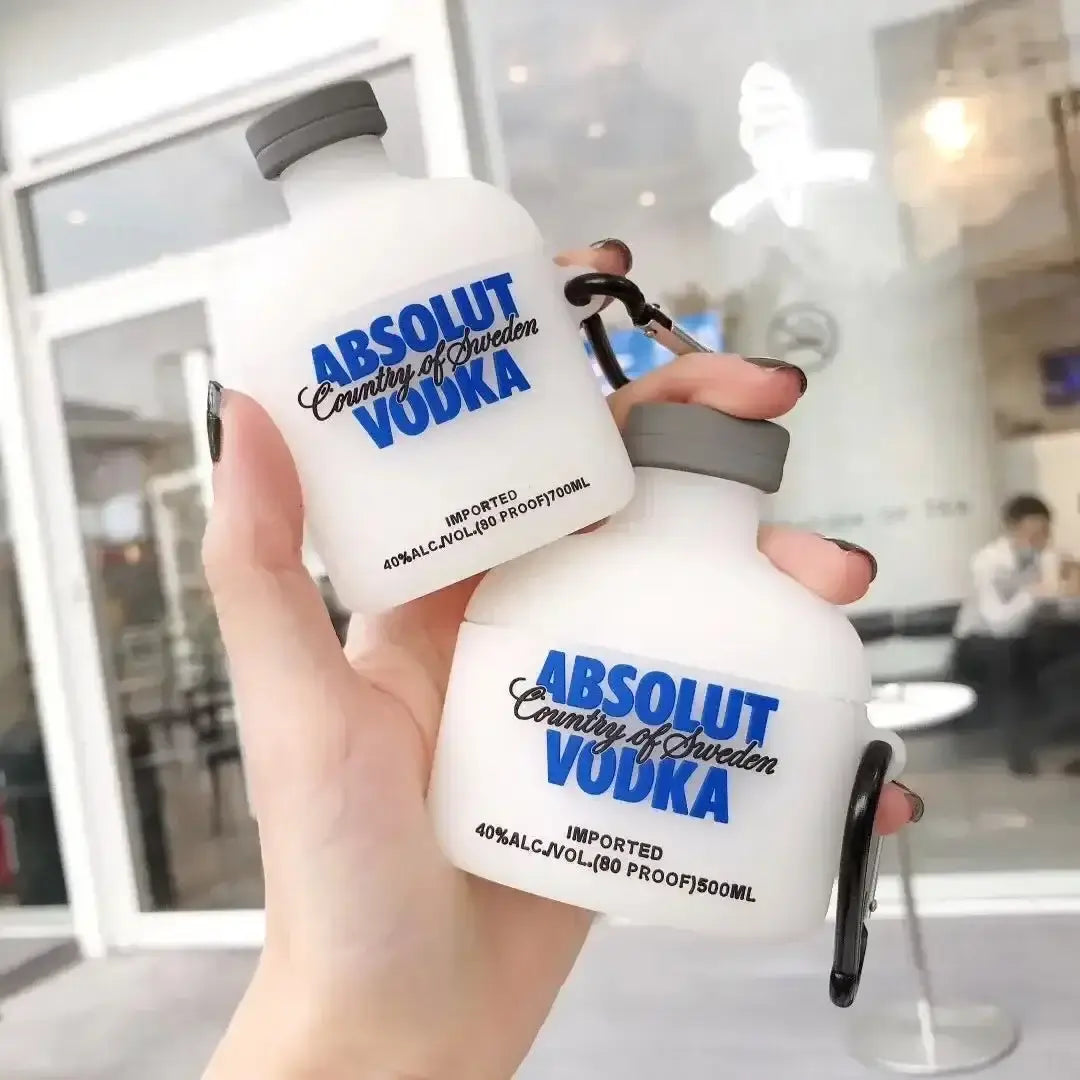 For AirPods 4 3 2 1 Pro Pro2 Earphone Case 3D Vodka Silicone Cartoon Headphone Box With Pendant Cover