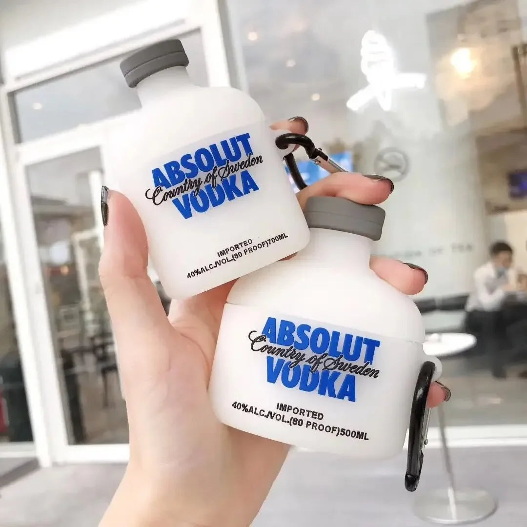 For AirPods 4 3 2 1 Pro Pro2 Earphone Case 3D Vodka Silicone Cartoon Headphone Box With Pendant Cover