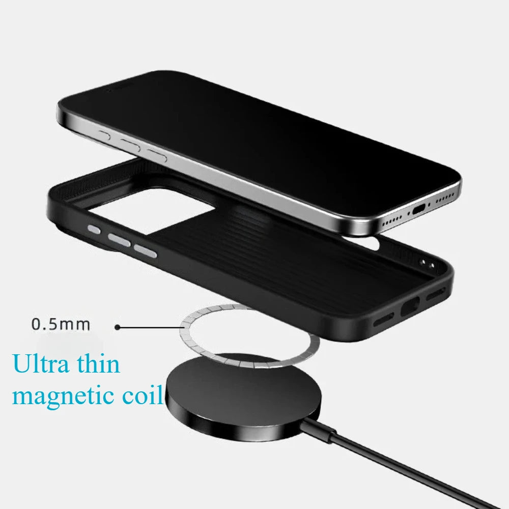 High Quality Carbon Fiber Texture Slim Case For iPhone 17 Air 17 Pro Max Wireless Charging Anti-drop Anti-Fingerprint Hard Cover