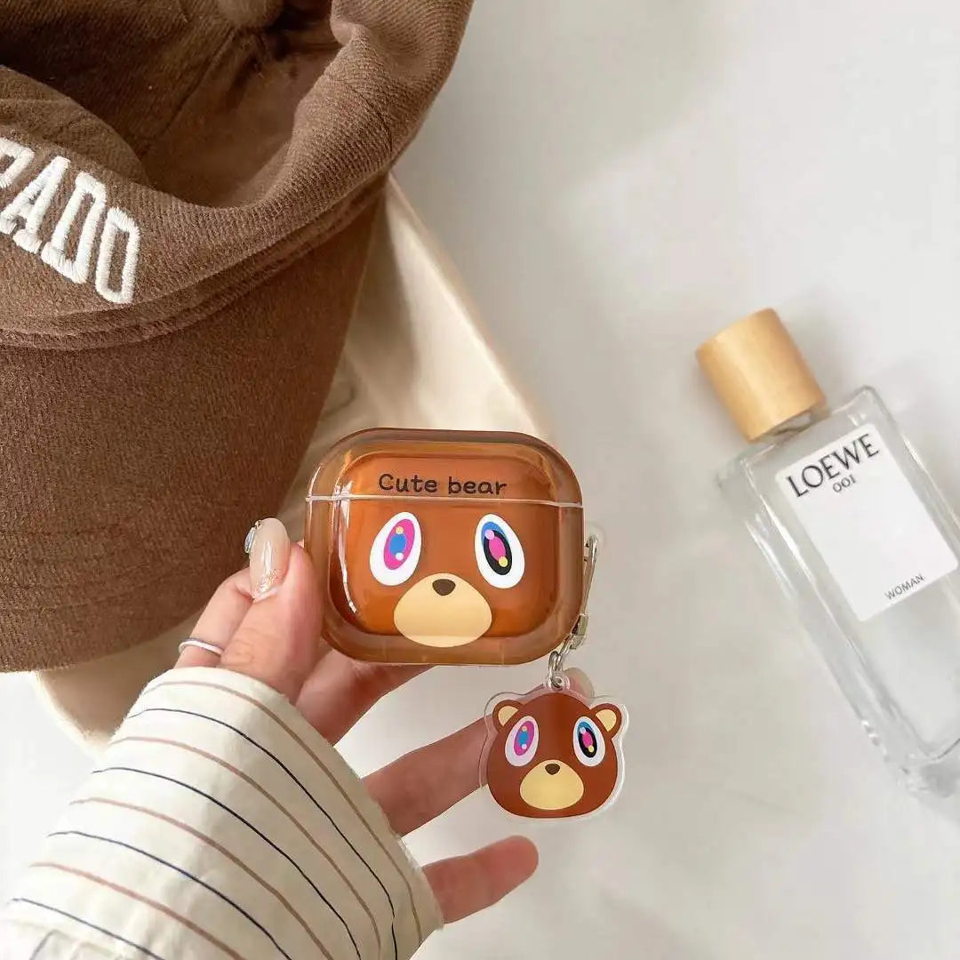 Bear Earphone Case For AirPods 4 3 Pods 2 1 Protect Cover For Apple AirPods Pro Pro2 Cartoon Anime Decorate With Pendant Gift