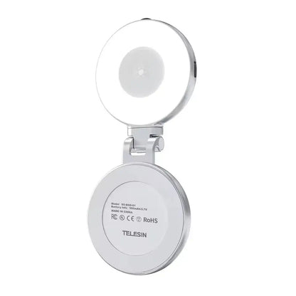 TELESIN Magnetic Fill Light Mini Selfie Ring Fill Lamp 3 Modes with Mirror Light for iPhone 17 16 15 14 Samsung VIVO HUAWEI MI