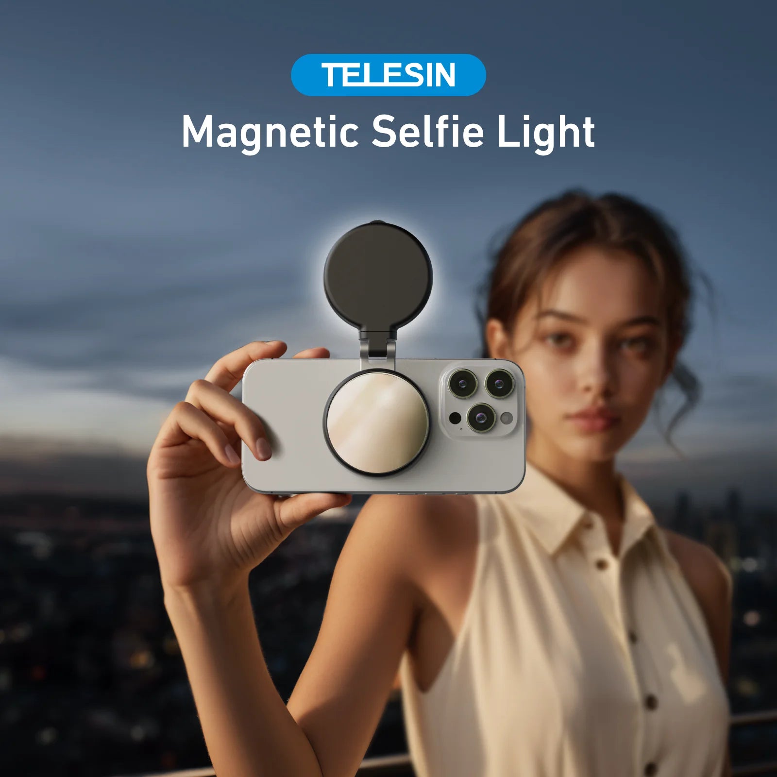 TELESIN Magnetic Fill Light Mini Selfie Ring Fill Lamp 3 Modes with Mirror Light for iPhone 17 16 15 14 Samsung VIVO HUAWEI MI