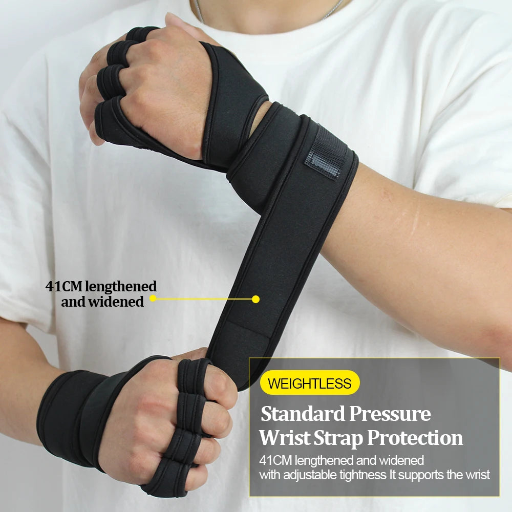 1Pair Training Sport Gloves for Men Women Workout Fitness Body Building Weightlifting Gym Hand Wrist Palm Protector Dumbbells Ha