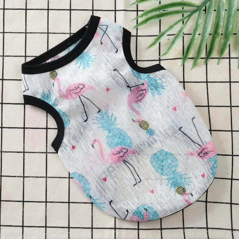 Sun Protection Clothing for Cats Summer Pet Vest Ultra-thin Breathable Cute Print Kitten Puppy Rabbit Clothes Pajamas ropa gato