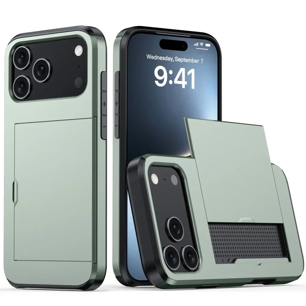 Wallet Slide Cover Card Slot Phone Cover For iPhone 17 Pro Max 17 Air 17Pro Max Case Luxury Business Style Shockproof Funda Capa