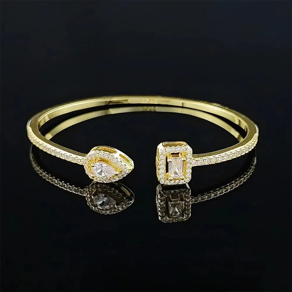 2025 Trendy Snake Punk Pear Shape Silver Color on Hand Adjustable Open Bangle for Women Anniversary Gift Jewelry Wholesale S5214