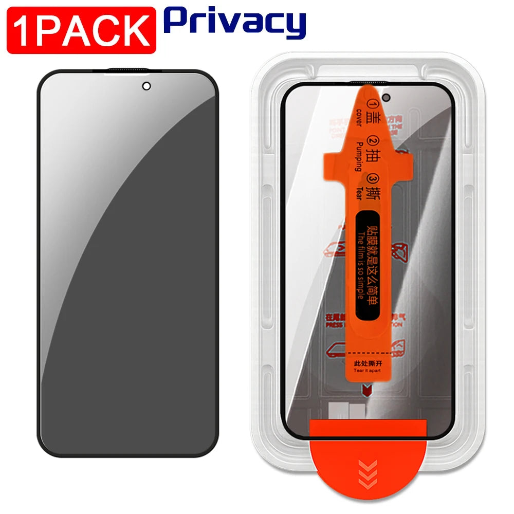 Easy Installation Privacy Screen Protector for iPhone 17 16 Pro Max 16 Plus 17 Air Anti-spy / HD Clear Tempered Glass One-Click