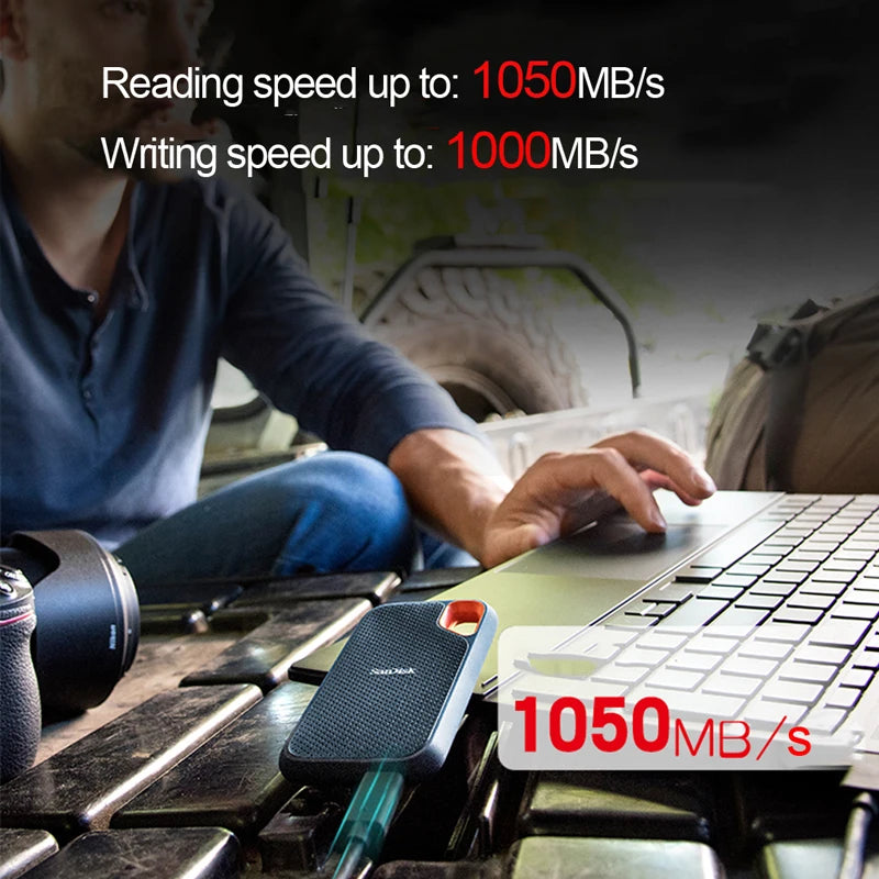 SanDisk SSD E30 E61 E81 Extreme PRO 4TB 2TB 1TB USB 3.2 Gen 2 Type-A/C Portable External Solid State Drive NVME Hard Disk