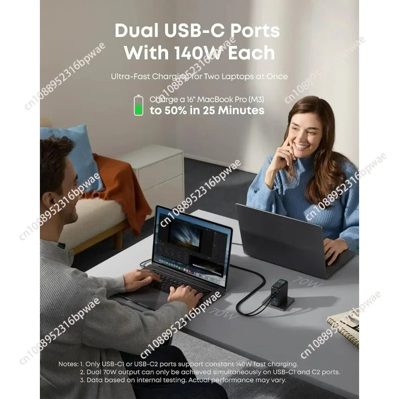 Anker Zolo 140W USB-C Charger, Laptop Charger, 4-Port Multi-Device Fast Charging, Advanced GaN Power Adapter