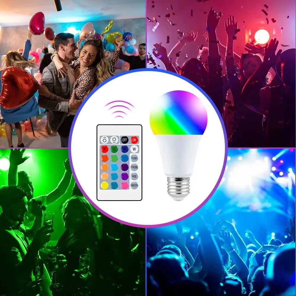 24 Key Remote Control Smart Lamp Atmosphere Light 16 Colors RGB Bulb LED Multicolor Bulb E27 220V Household Lighting Dimmable