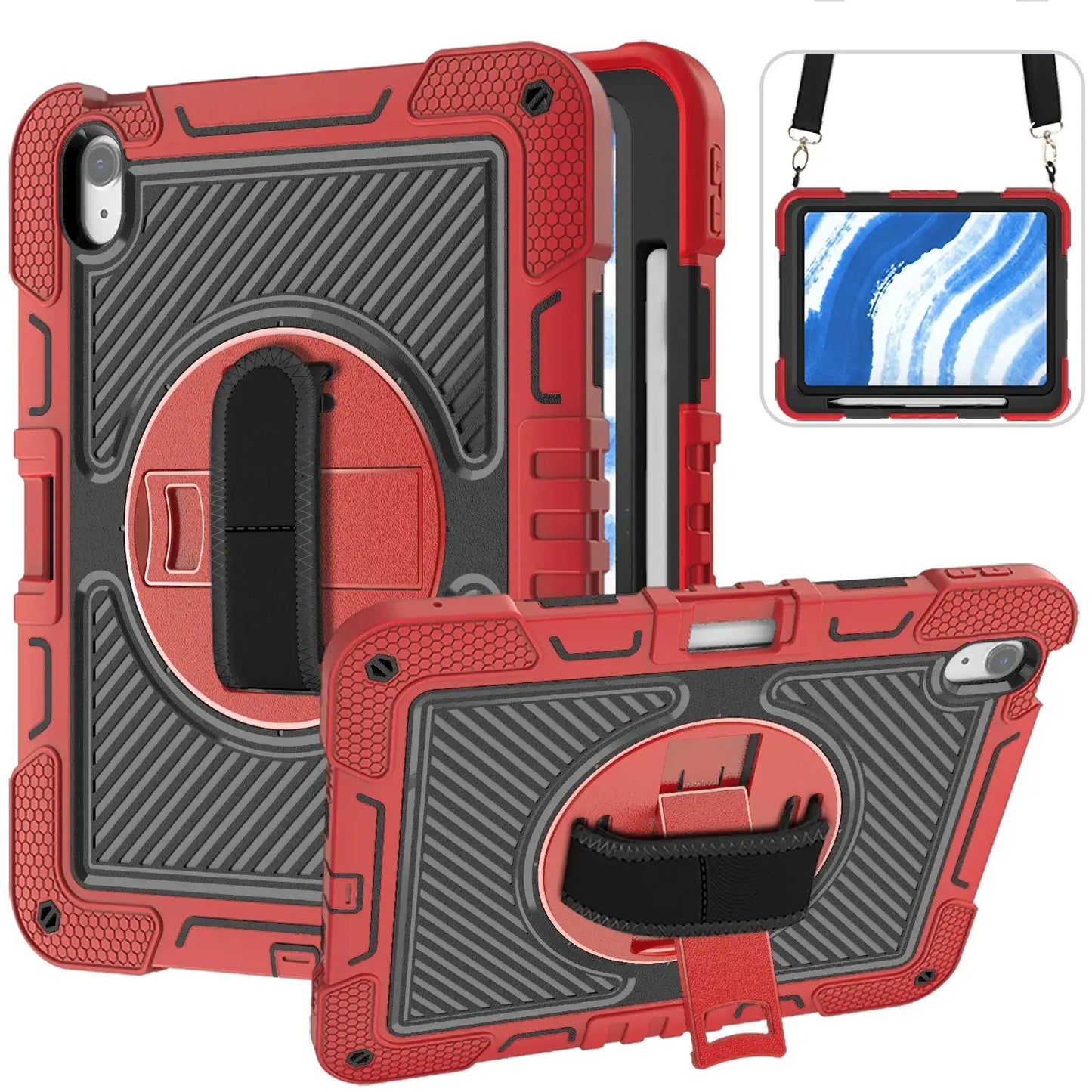 For iPad Air11 M2 Pro 11 M4 2024 A2899 A2900 A2902 Tablet Cover FOR A2837 A3006 cover With Foldable Bracket+Shoulder Straps