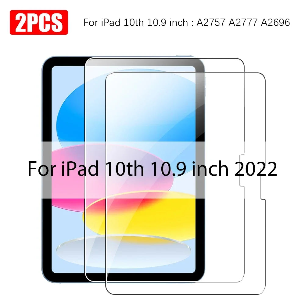 2PCS Tempered Glass Screen Protector For iPad A16 Air 13 11 5 4 M3 2025 Pro 12.9 12 9 M4 M2 10th 9th 7th Gen 10.2 Mini 6 7 Film