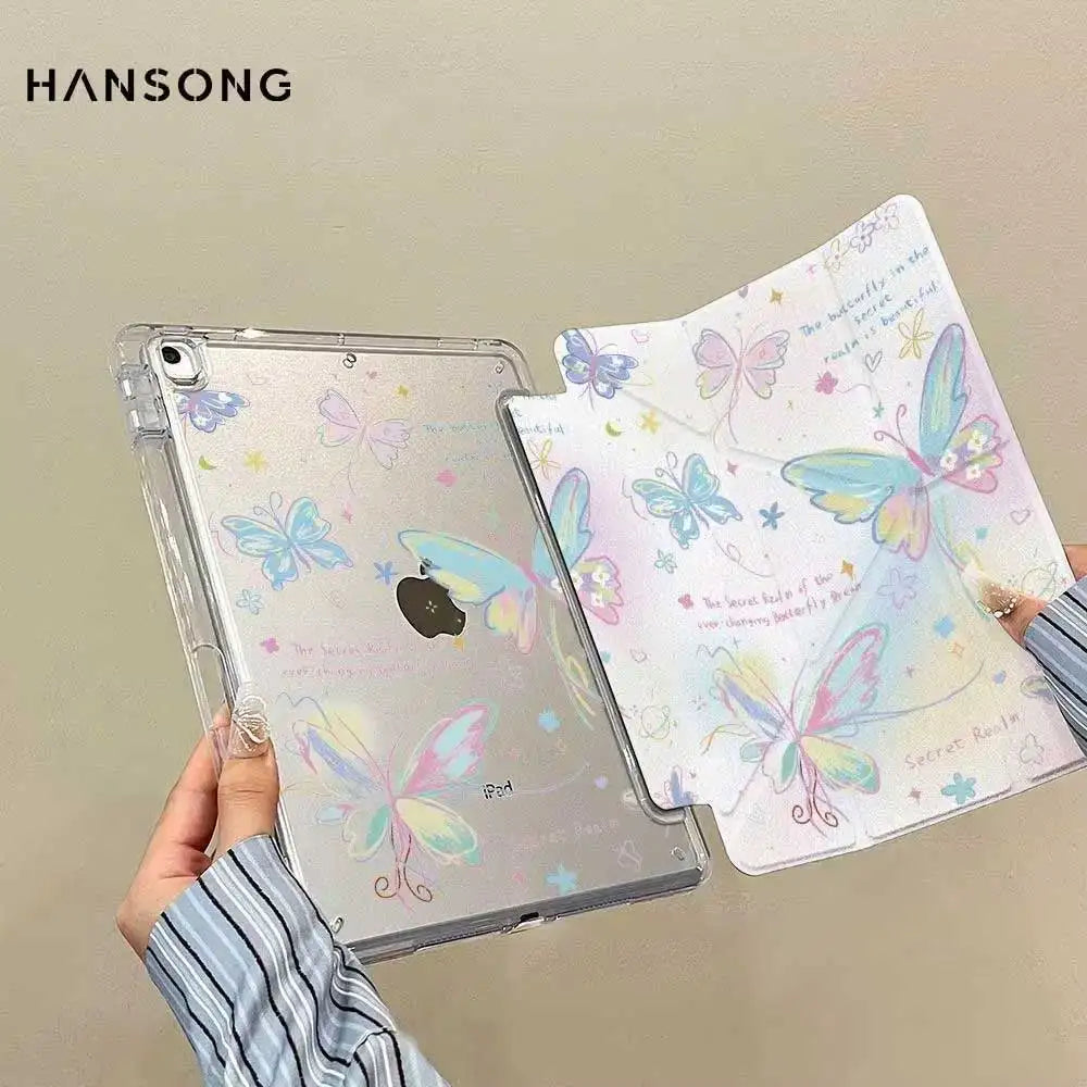 Y - Type Case with Pencil Holder for iPad 10th Gen (A16) 11 iPad Pro 11 12.9 13 Air 4/5/7/ 8/9  10.2 Air 11 13 M2/M3/M4 mini 6 7