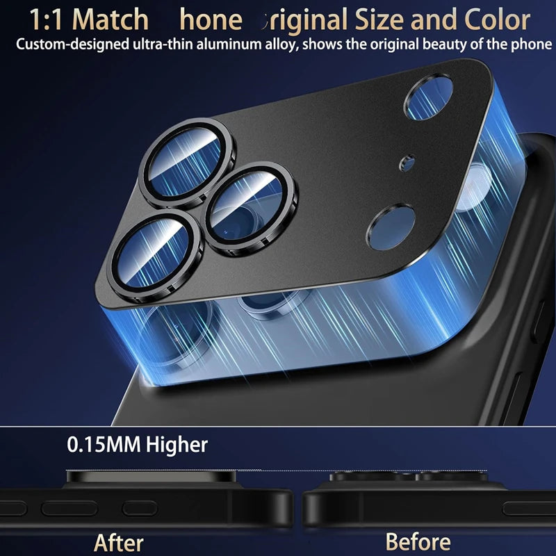 Aluminum Alloy Metal AR Tempered Glass Lens Cap For iPhone 17 Air Pro Max Metal Camera Lens Protector Cover for iPhone17 17Air