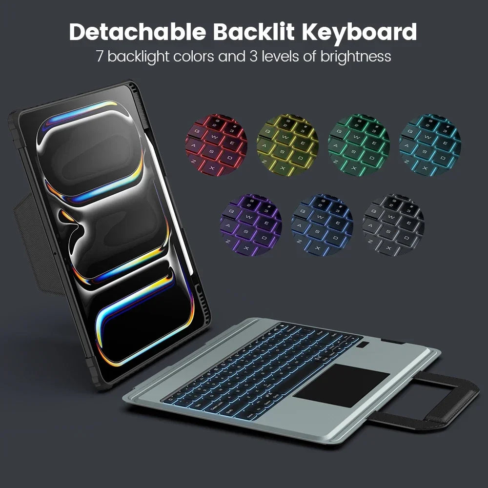 Nillkin Backlit Keyboard Case for iPad Pro 13 M4 2024 Air 13 Air 11 for iPad Pro 12.9 4th 5th 6th Generation Cover with Handle