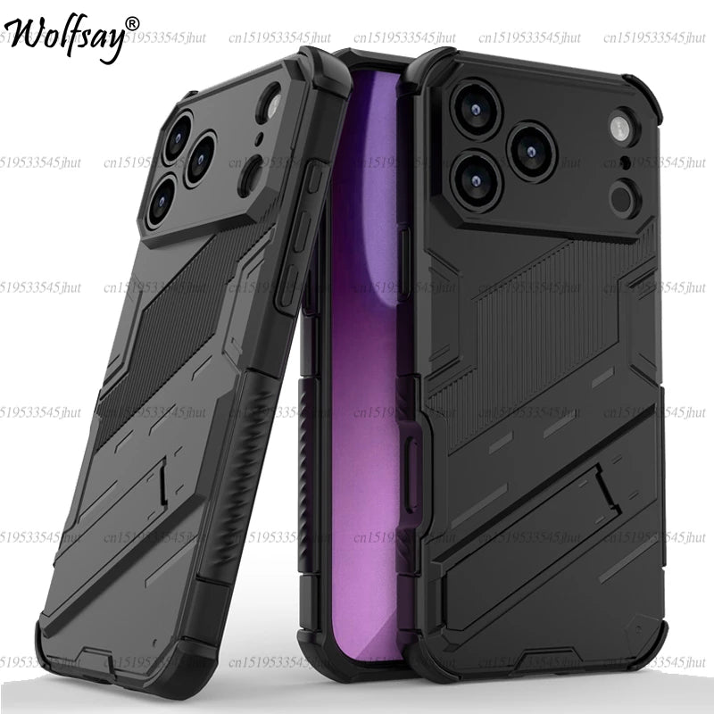 Phone Holder Case For iPhone 17 Pro Max Case Anti-knock Armor PC Back Cover For iPhone 17 Pro Max Case For iPhone 17 Pro 17 Air
