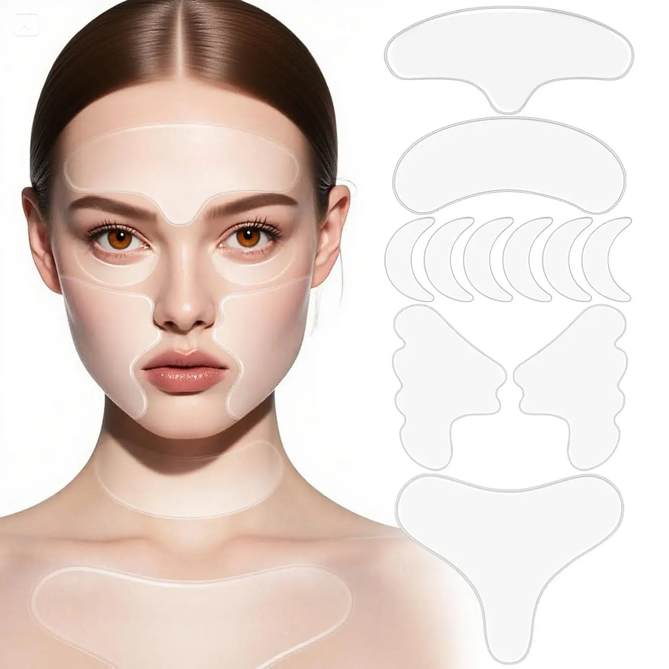 Reusable Silicone Anti Wrinkle Patches Set Facial & Neck Wrinkle Patches for Overnight Use Forehead Smile Liness Paches